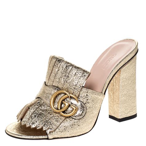 gucci gold fringed mules|Gucci handbags sale.